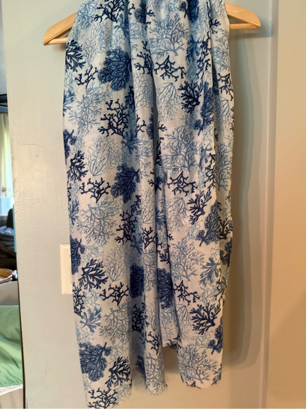 Blue Coral Print Scarf